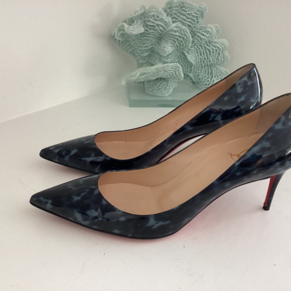 Christian Louboutin Marble Blue Patent Leather Shoes Heels US Sz 7 EUR 38 - Picture 7 of 12